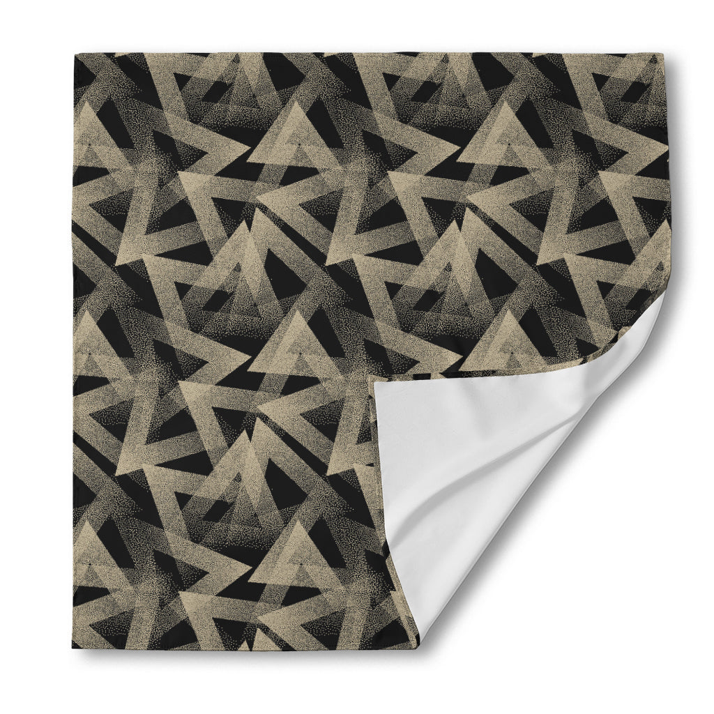 Black And Beige Geometric Triangle Print Silk Bandana