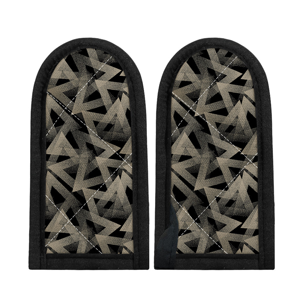 Black And Beige Geometric Triangle Print Skillet Handle Cover