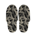 Black And Beige Geometric Triangle Print Slippers