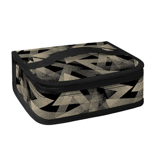 Black And Beige Geometric Triangle Print Small Lunch Bag