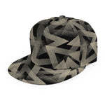 Black And Beige Geometric Triangle Print Snapback Cap