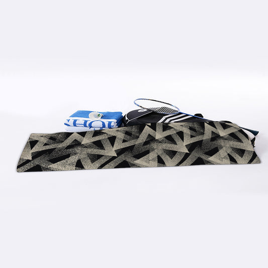Black And Beige Geometric Triangle Print Sports Towel
