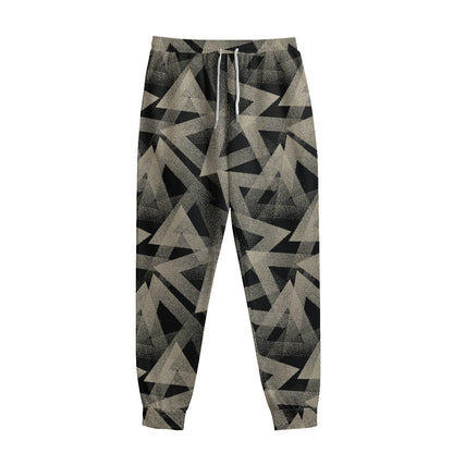 Black And Beige Geometric Triangle Print Sweatpants