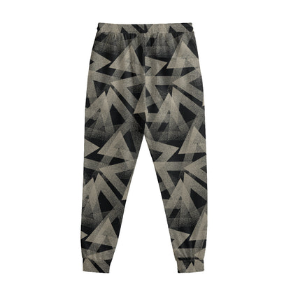 Black And Beige Geometric Triangle Print Sweatpants