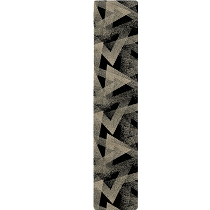Black And Beige Geometric Triangle Print Table Runner