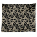 Black And Beige Geometric Triangle Print Tapestry