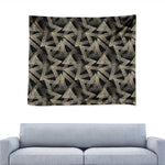 Black And Beige Geometric Triangle Print Tapestry