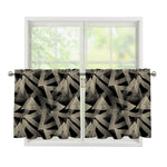 Black And Beige Geometric Triangle Print Tier Curtains