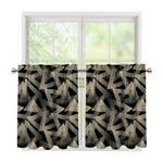 Black And Beige Geometric Triangle Print Tier Curtains