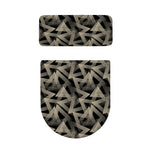Black And Beige Geometric Triangle Print Toilet Lid And Tank Cover Set