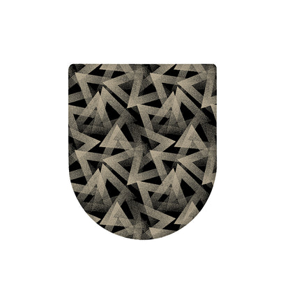 Black And Beige Geometric Triangle Print Toilet Lid Cover