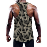 Black And Beige Geometric Triangle Print Training Tank Top