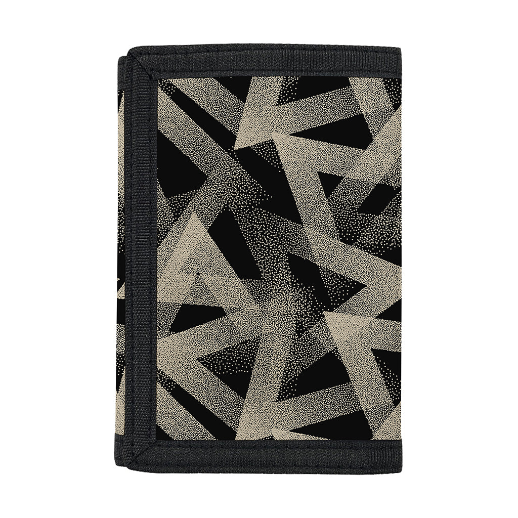 Black And Beige Geometric Triangle Print Trifold Wallet