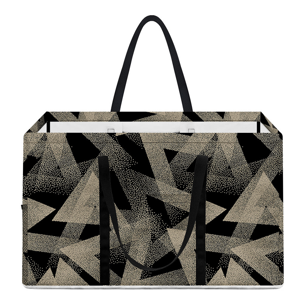 Black And Beige Geometric Triangle Print Utility Tote Bag