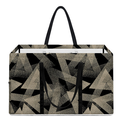 Black And Beige Geometric Triangle Print Utility Tote Bag