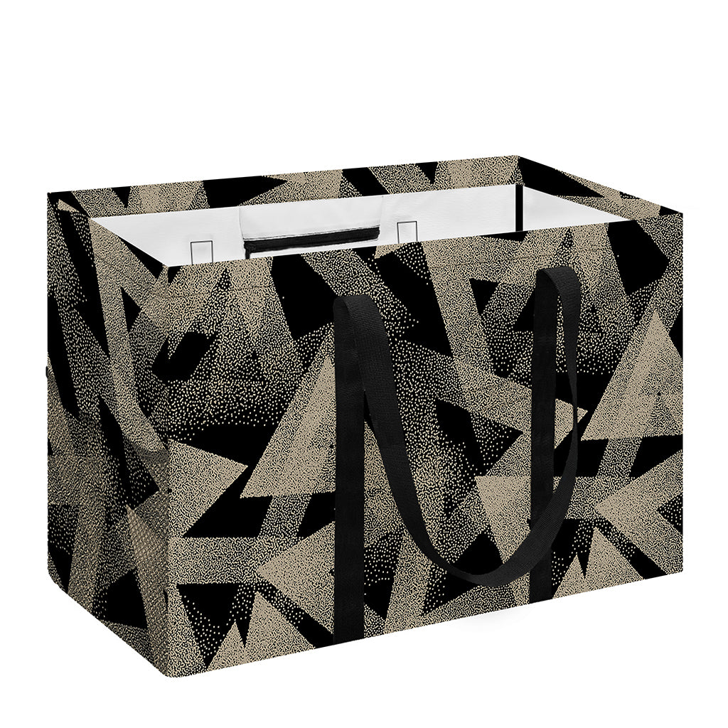 Black And Beige Geometric Triangle Print Utility Tote Bag