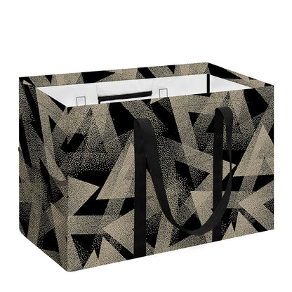 Black And Beige Geometric Triangle Print Utility Tote Bag