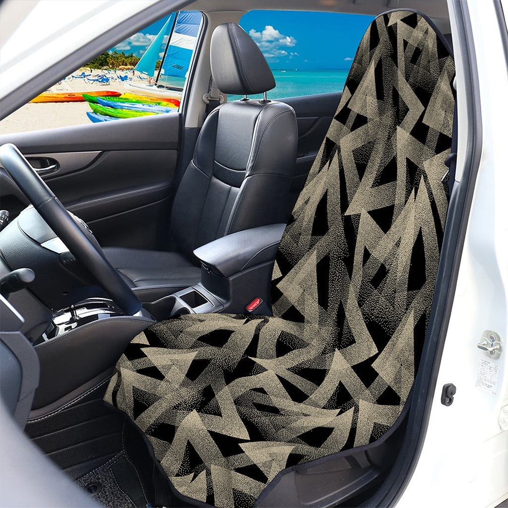 Black And Beige Geometric Triangle Print Waterproof Car Seat Cover