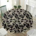 Black And Beige Geometric Triangle Print Waterproof Round Tablecloth
