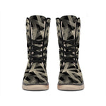 Black And Beige Geometric Triangle Print Winter Boots