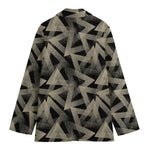 Black And Beige Geometric Triangle Print Women's Blazer
