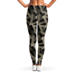 Black And Beige Geometric Triangle Print Women's Leggings