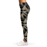 Black And Beige Geometric Triangle Print Women's Leggings