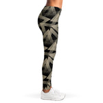 Black And Beige Geometric Triangle Print Women's Leggings