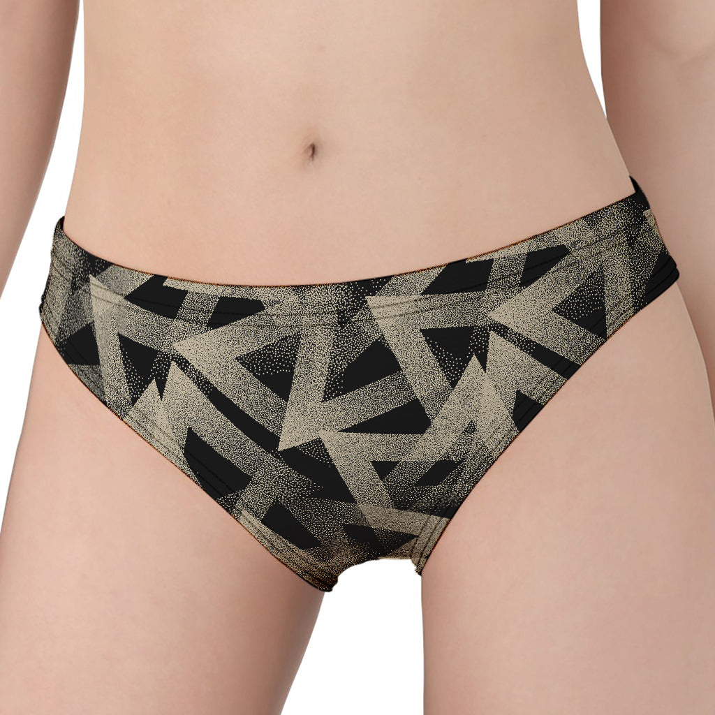 Black And Beige Geometric Triangle Print Women's Panties