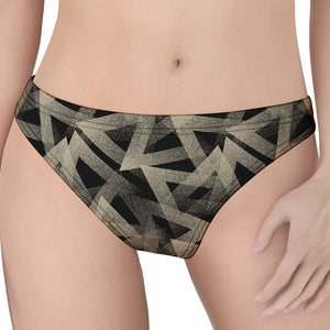 Black And Beige Geometric Triangle Print Women's Thong