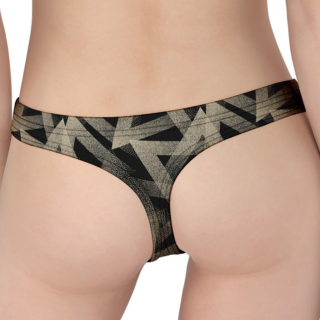 Black And Beige Geometric Triangle Print Women's Thong