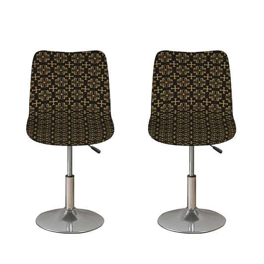 Black And Beige Orthodox Pattern Print Bar Stool Covers