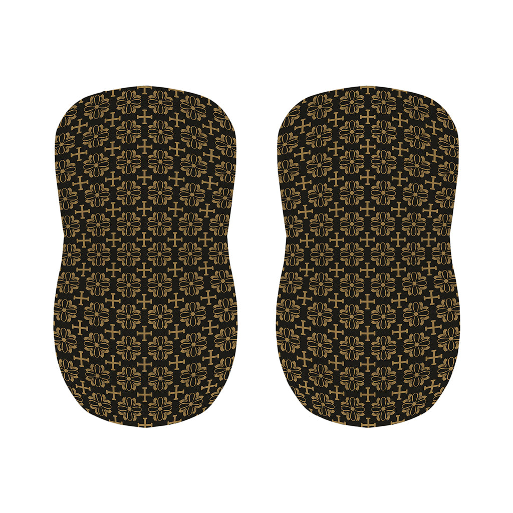 Black And Beige Orthodox Pattern Print Bar Stool Covers