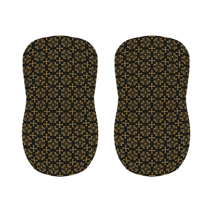 Black And Beige Orthodox Pattern Print Bar Stool Covers