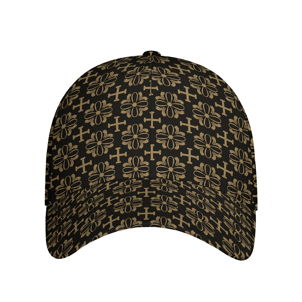 Black And Beige Orthodox Pattern Print Baseball Cap