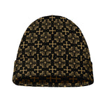 Black And Beige Orthodox Pattern Print Beanie