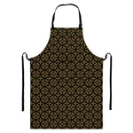 Black And Beige Orthodox Pattern Print Bib Apron With Pocket