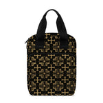 Black And Beige Orthodox Pattern Print Bible Tote Bag