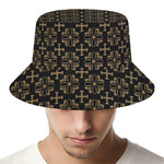 Black And Beige Orthodox Pattern Print Bucket Hat
