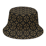 Black And Beige Orthodox Pattern Print Bucket Hat