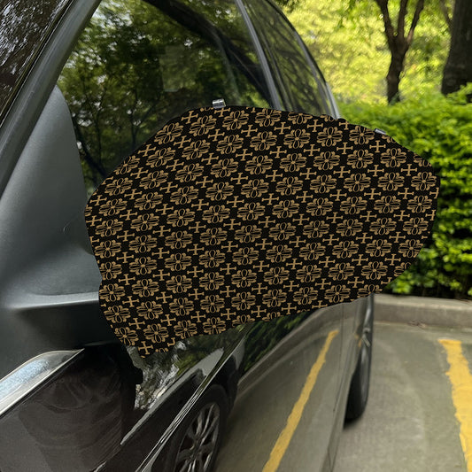 Black And Beige Orthodox Pattern Print Car Side Mirror Covers