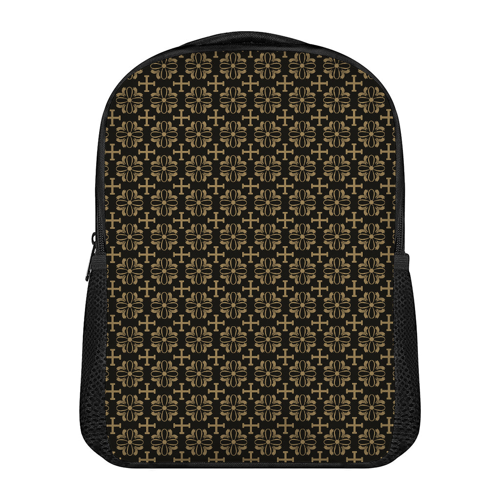 Black And Beige Orthodox Pattern Print Casual Backpack