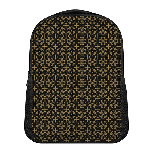 Black And Beige Orthodox Pattern Print Casual Backpack