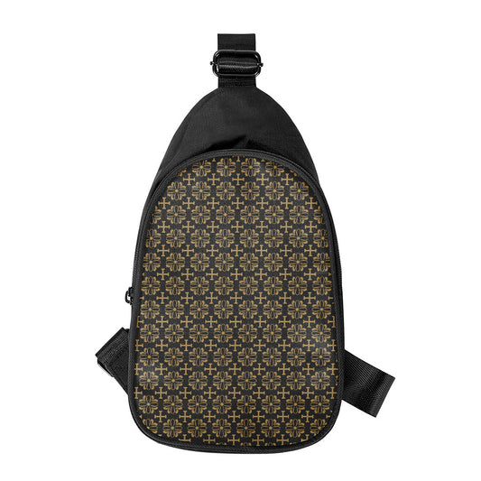 Black And Beige Orthodox Pattern Print Chest Bag