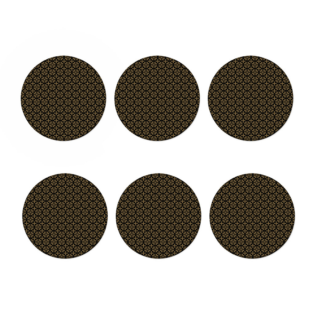 Black And Beige Orthodox Pattern Print Coaster Set