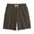 Black And Beige Orthodox Pattern Print Cotton Shorts