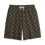 Black And Beige Orthodox Pattern Print Cotton Shorts