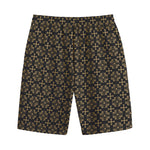 Black And Beige Orthodox Pattern Print Cotton Shorts