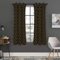 Black And Beige Orthodox Pattern Print Grommet Curtain Panels