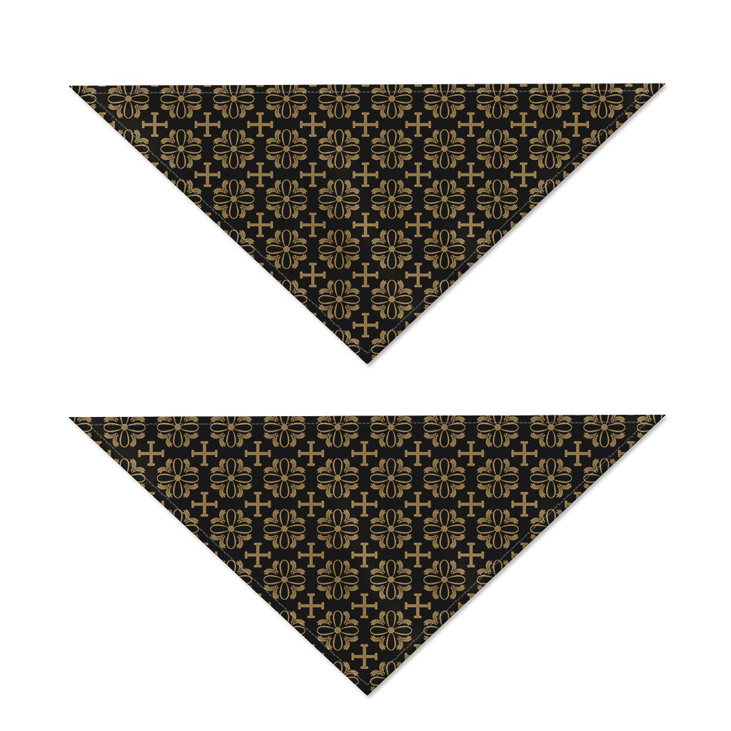 Black And Beige Orthodox Pattern Print Dog Bandana